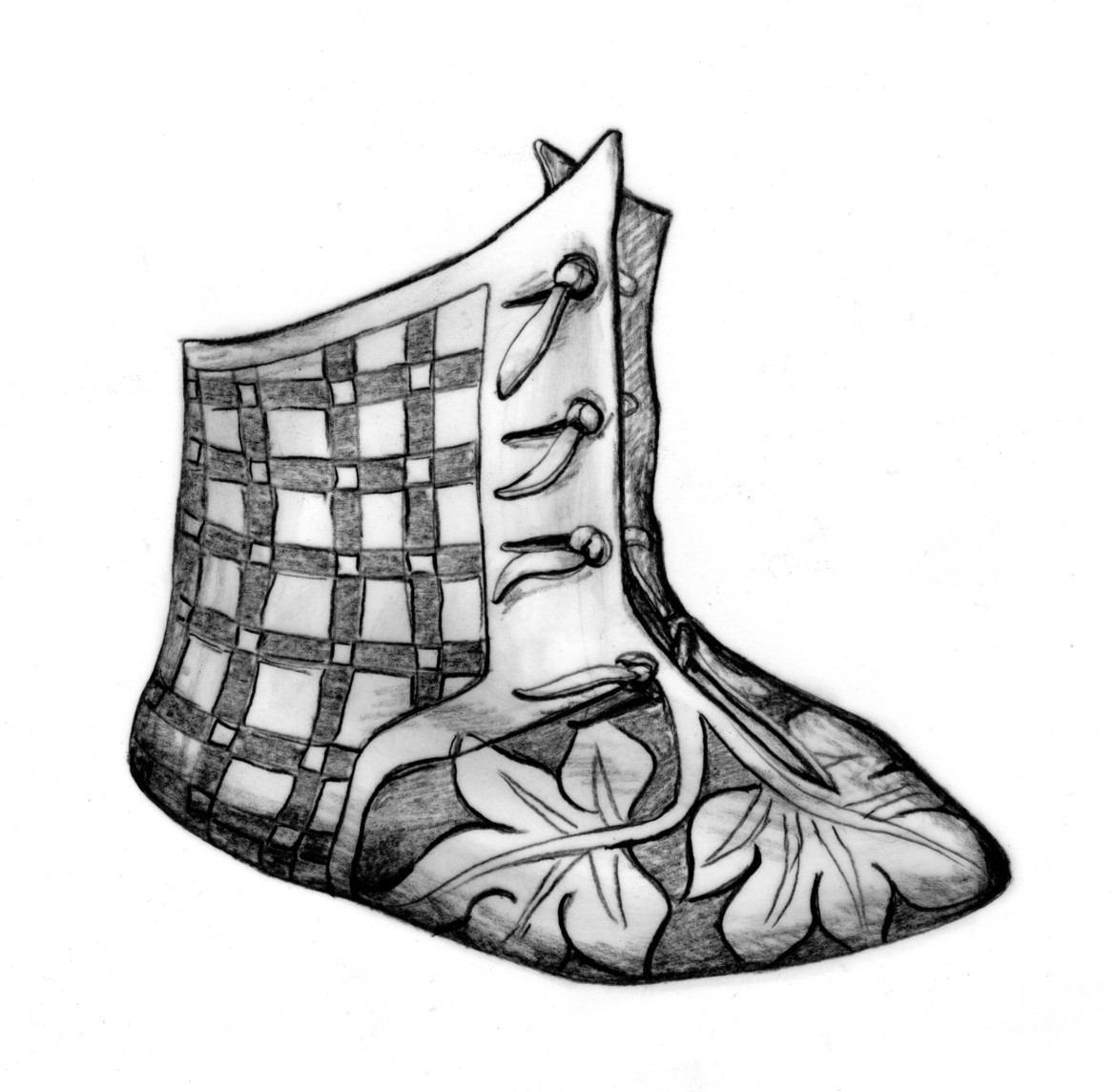 Fig. 2 Reconstitution de la bottine de Saint-Ursanne. Dessin Marquita Volken / Gentle Craft